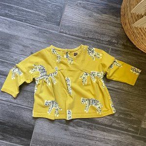 Tea Collection Mustard Leopard Baby Girl Shirt Top 6-9 Months